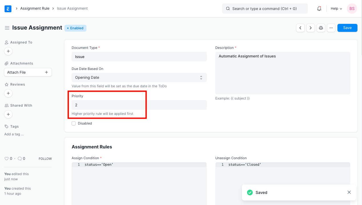 assignment rule with higher priority (1)
